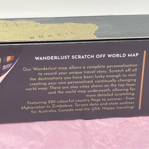 🎁NIB! Wonderlust Premium Scratch Off Map Of The World Gold Gift Set! - Picture 11 of 13